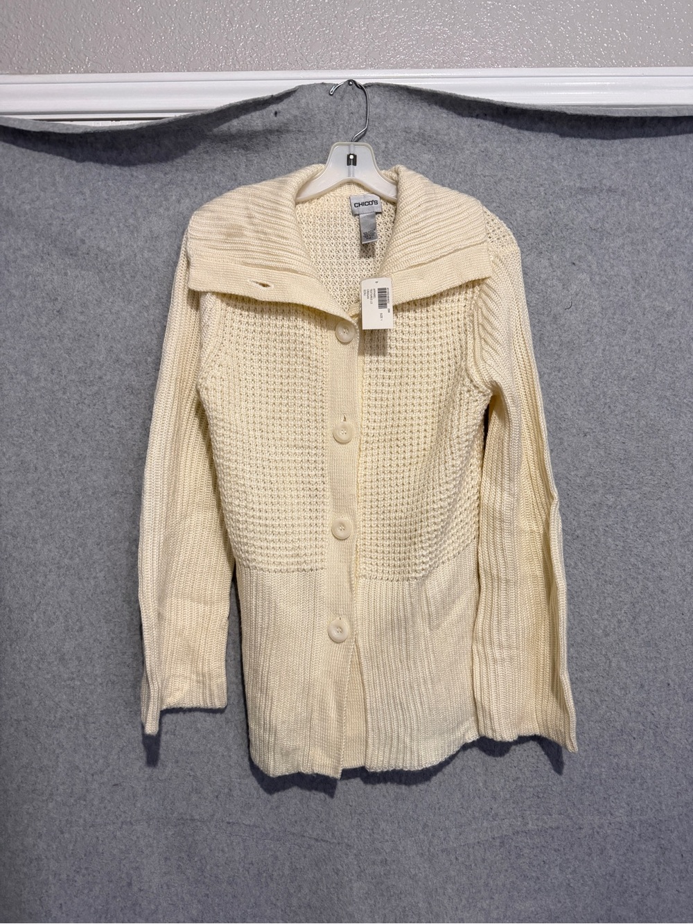 Chico's Ivory Button-Front Knit Cardigan SZ 1 NWT